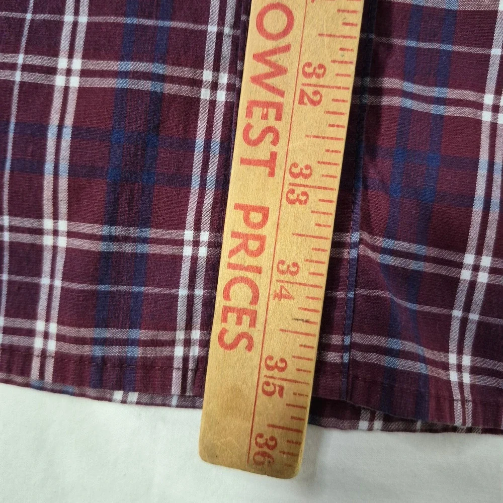 Wrangler Western Shirt Mens‎ 2XLT Burgundy Plaid Pearl Snap Long Sleeve Cowboy